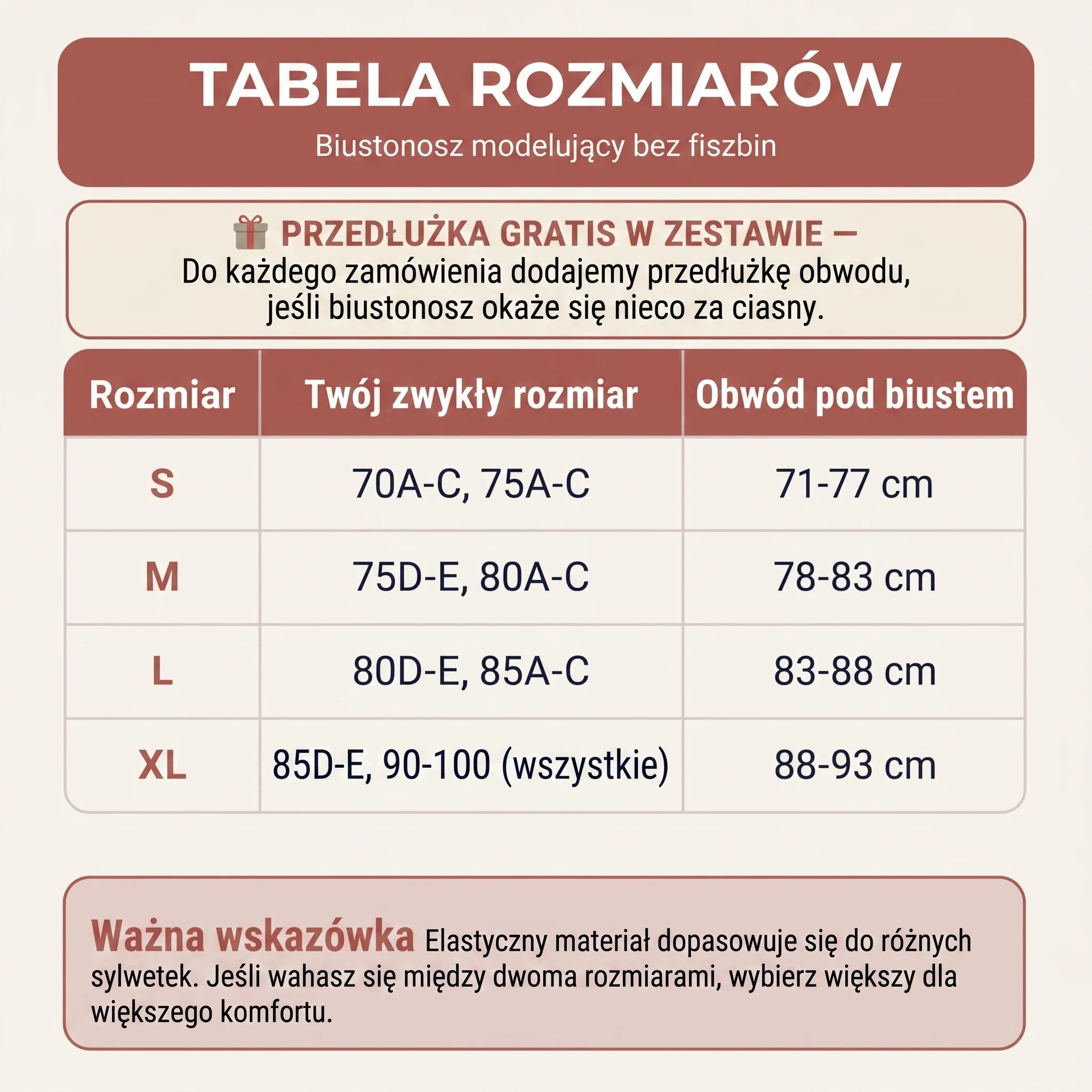 Tabela rozmiarów