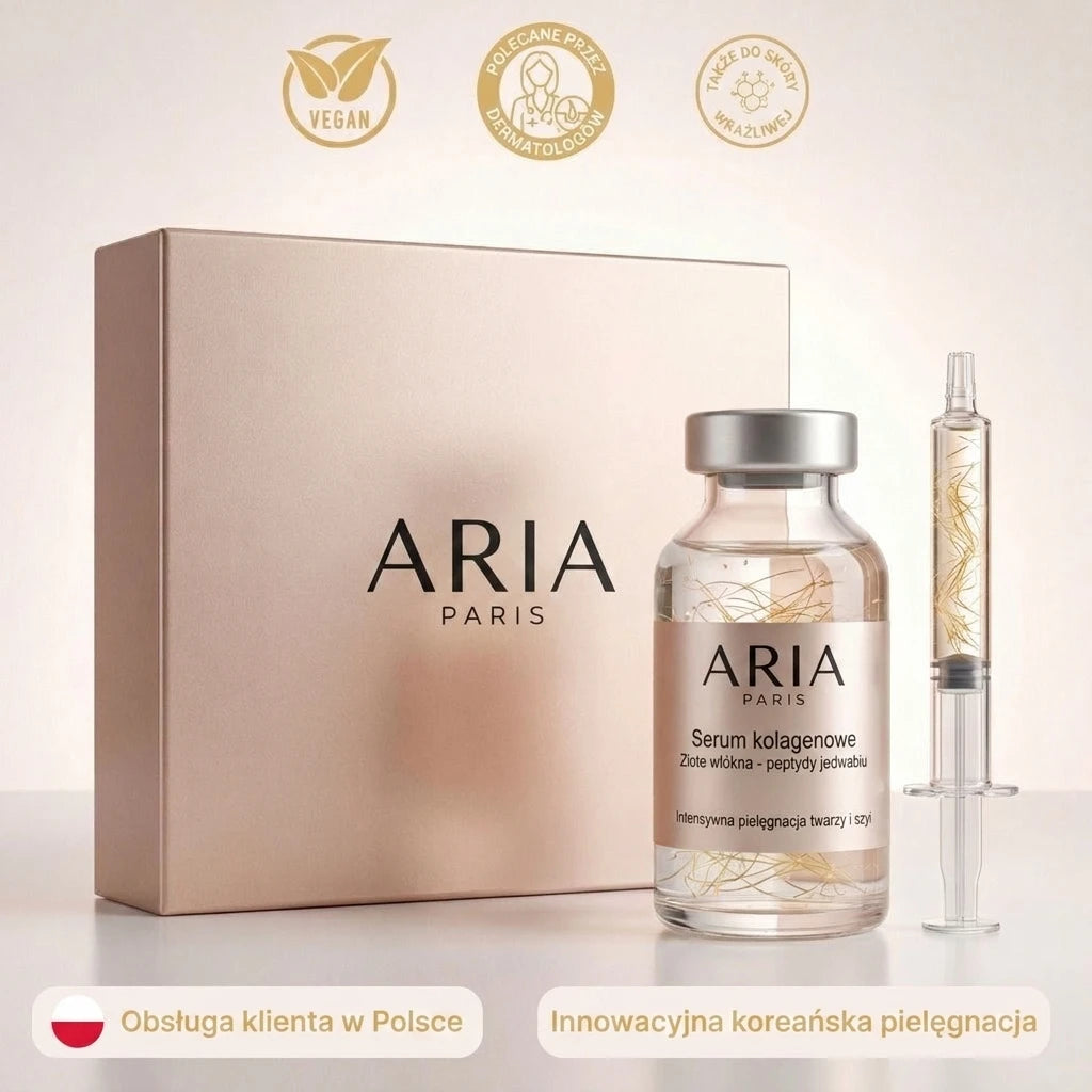 Serum kolagenowe Aria Paris z peptydami jedwabiu i aplikatorem kosmetycznym