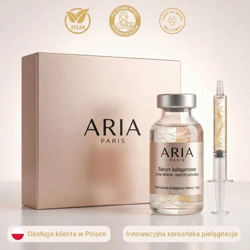 Serum kolagenowe Aria Paris z peptydami jedwabiu i aplikatorem kosmetycznym