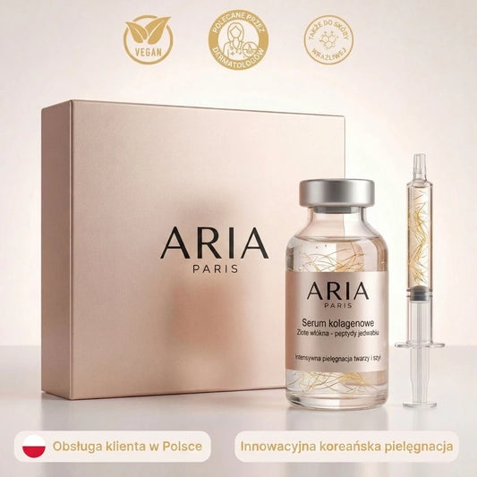 Serum kolagenowe Aria Paris z peptydami jedwabiu i aplikatorem kosmetycznym
