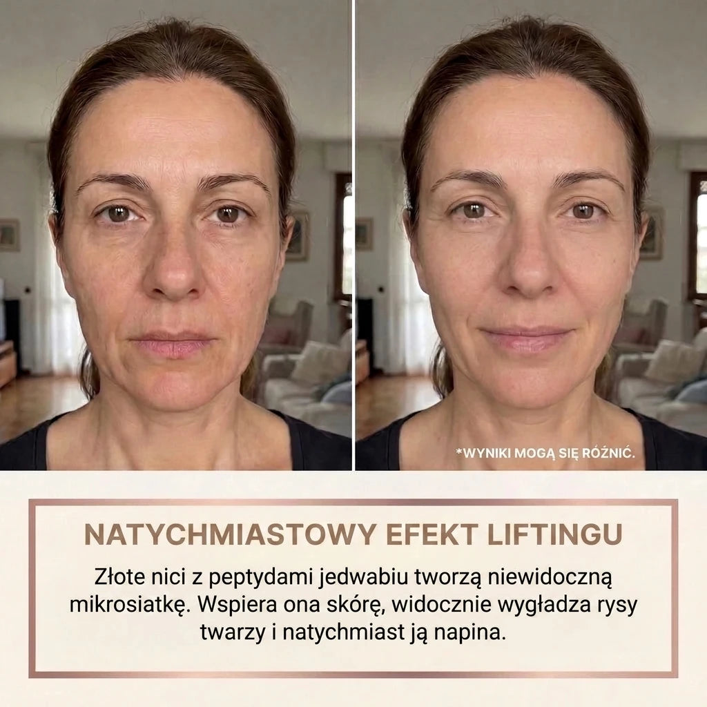 Efekt przed i po zastosowaniu serum liftingującego Aria Paris