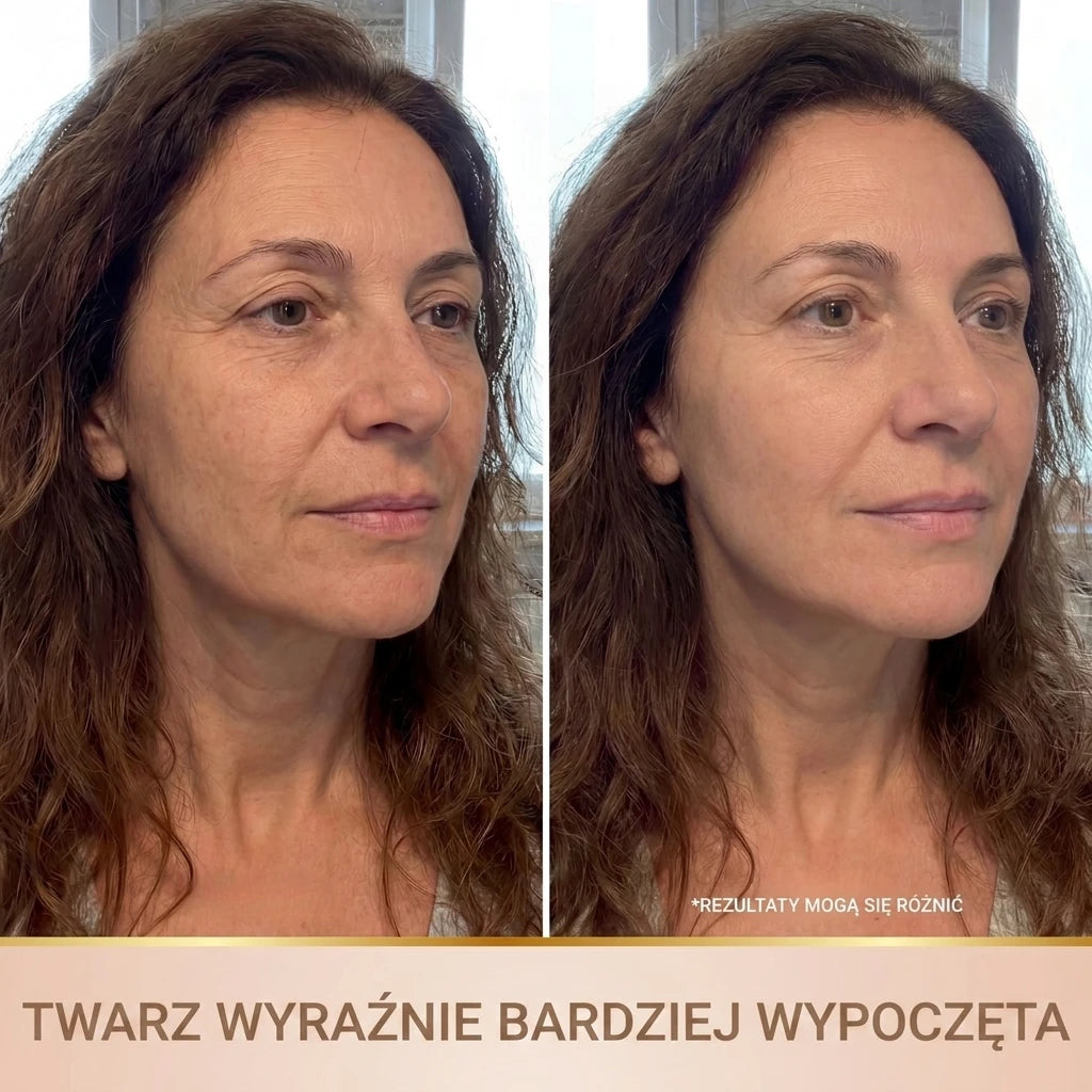 Efekt przed i po z wyraźnie bardziej wypoczętą twarzą