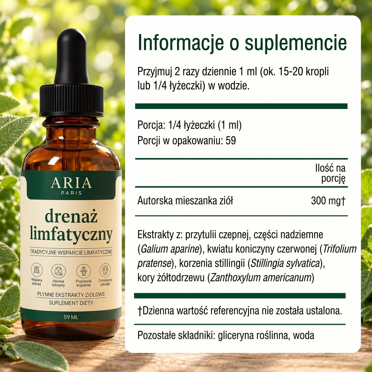 Informacje o suplemencie Aria Paris drenaż limfatyczny
